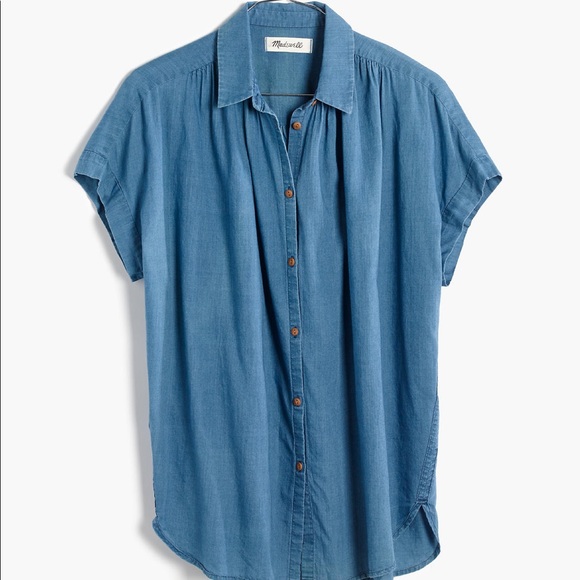 Madewell Central Shirt Bright Indigo Denim Top - Picture 2 of 6